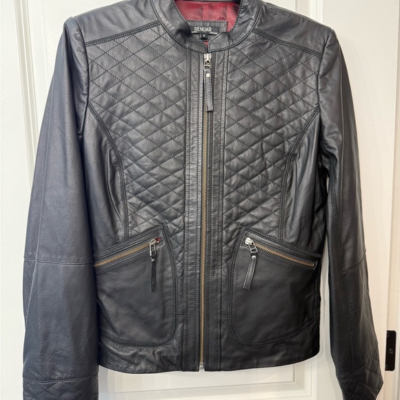 Renuar Quilted Black Leather Jacket - Picture 2 of 7